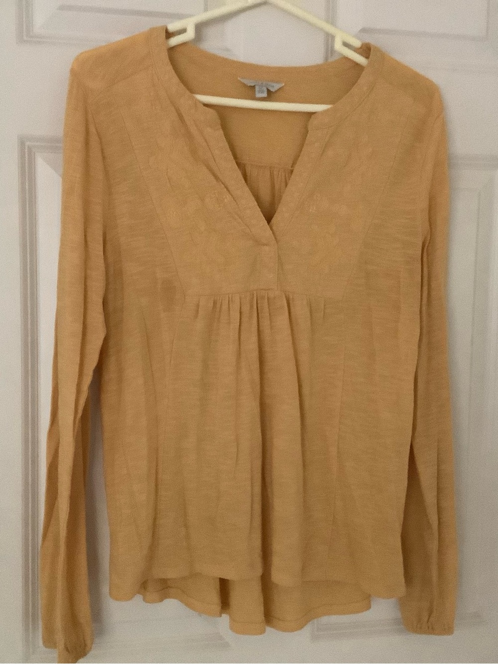 Lucky Brand Mustard Split V-Neck Long-Sleeve Tunic